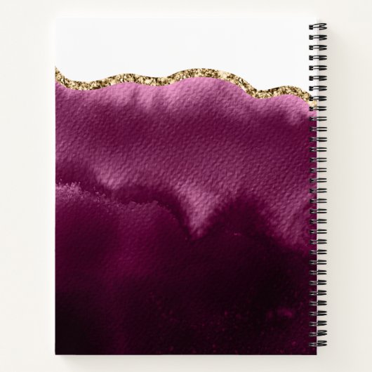 Matig Blauwgroen roze goudglitter Agate Monogram n Notitieboek (Achterkant)