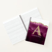 Matig Blauwgroen roze goudglitter Agate Monogram n Notitieboek (Binnen)