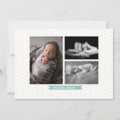 Matig Blauwgroen Yellow Baby Boy Birth Foto Collag Aankondiging (Achterkant)