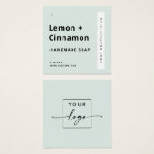 Matig bleek  zee groen etiket vierkante visitekaartjes (Voorkant /achterkant)