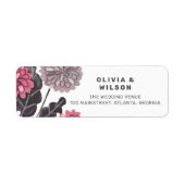 Matig bloeiende steenkool grijs bruin roze bruilof etiket (Voorkant)