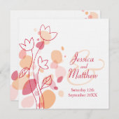 Matig bloemblad, vierkant rood kaart (Voorkant / Achterkant)