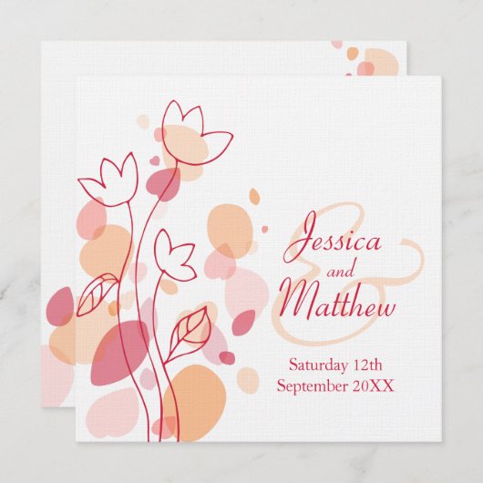 Matig bloemblad, vierkant rood kaart (Voorkant / Achterkant)