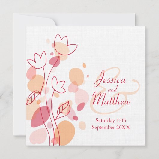 Matig bloemblad, vierkant rood kaart (Voorkant)