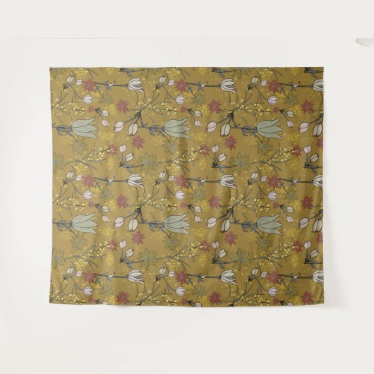 Matig bloemenfloreel ontwerp wandkleed (Voorkant (horizontaal))