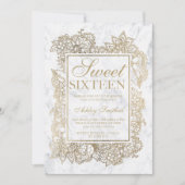 Matig bloemfaux goudmarmer Sweet 16 Kaart (Voorkant)