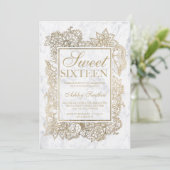 Matig bloemfaux goudmarmer Sweet 16 Kaart (Staand voorkant)