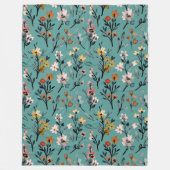 Matig bloempatroon elegant decor blauw fleece deken (Voorkant)