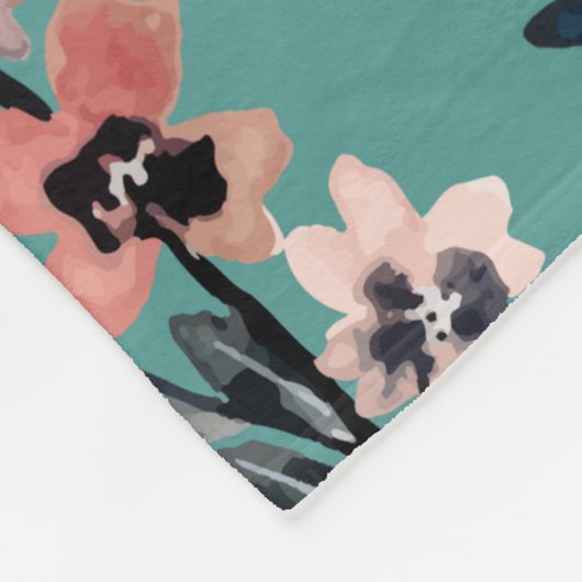 Matig bloempatroon elegant decor blauw fleece deken (Hoek)