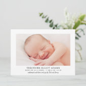 Matig Blush Neutrale Stripes Baby Boy Foto geboort Aankondiging (Staand voorkant)