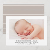 Matig Blush Neutrale Stripes Baby Boy Foto geboort Aankondiging (Voorkant / Achterkant)