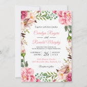 Matig Blush Pink Botanic Floral Wreath Wedding Kaart (Voorkant)
