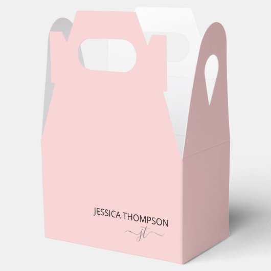 Matig Blush Pink Girly Simple Script-monogram Bedankdoosjes (Geopend)