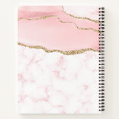 Matig Blush Pink Gold Glitter Agate Monogram Notitieboek (Achterkant)