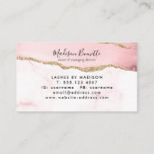 Matig Blush Pink Gold Glitter Agate Monogram Visitekaartje (Achterkant)