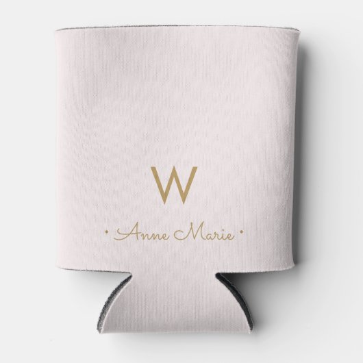 Matig Blush Pink Gold Script Monogram Blikjeskoeler (Voorkant)