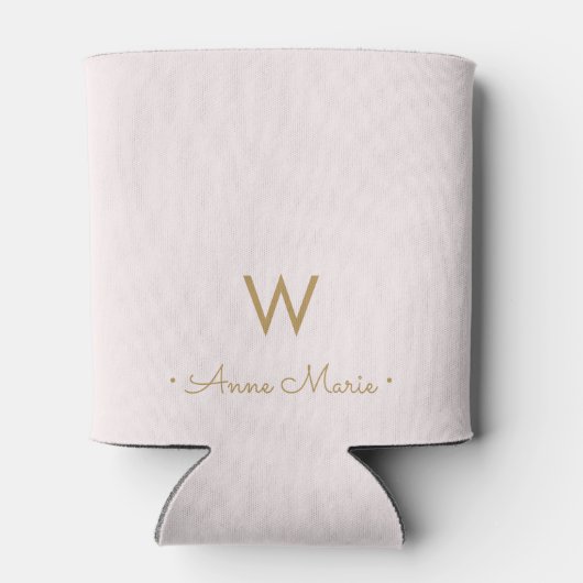 Matig Blush Pink Gold Script Monogram Blikjeskoeler (Achterkant)