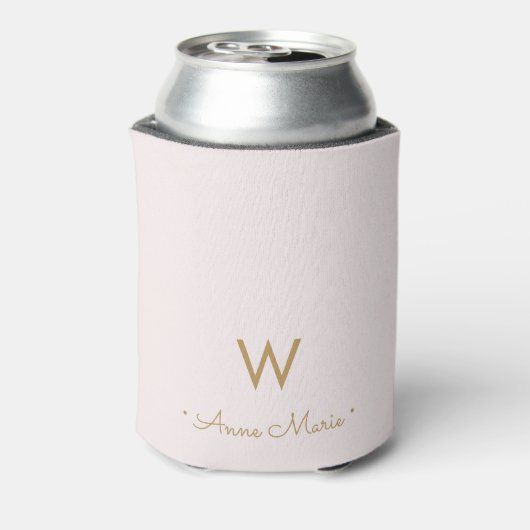 Matig Blush Pink Gold Script Monogram Blikjeskoeler (Blikje Achterkant)