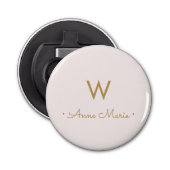 Matig Blush Pink Gold Script Monogram Button Flesopener (Voorkant)