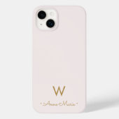 Matig Blush Pink Gold Script Monogram Case-Mate iPhone Case (Achterkant)