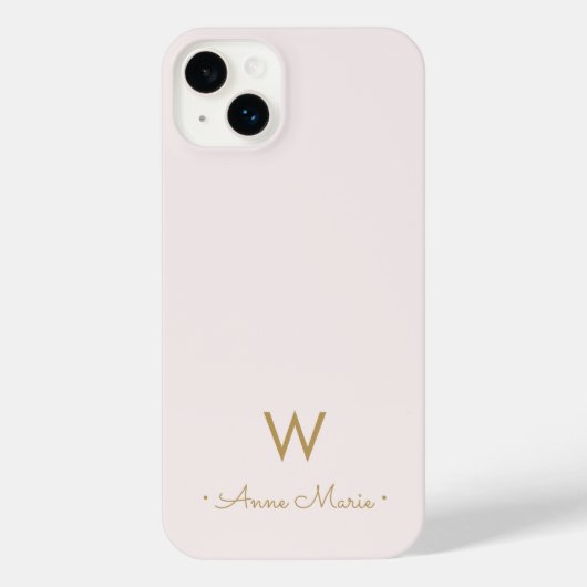Matig Blush Pink Gold Script Monogram iPhone Hoesje (Achterkant)