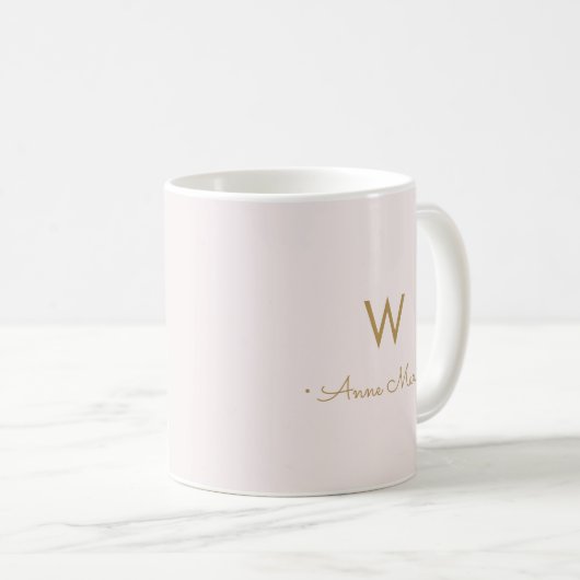 Matig Blush Pink Gold Script Monogram Koffiemok (Voorkant rechts)