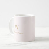 Matig Blush Pink Gold Script Monogram Koffiemok (Voorkant links)