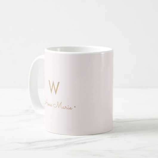 Matig Blush Pink Gold Script Monogram Koffiemok (Voorkant links)