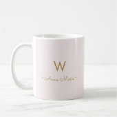 Matig Blush Pink Gold Script Monogram Koffiemok (Links)
