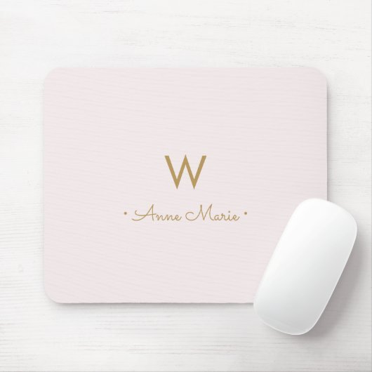 Matig Blush Pink Gold Script Monogram Muismat (Met muis)