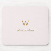 Matig Blush Pink Gold Script Monogram Muismat (Voorkant)