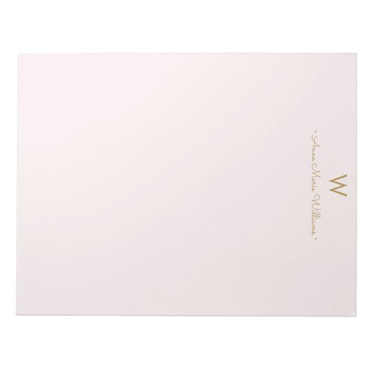 Matig Blush Pink Gold Script Monogram Notitieblok (Voorkant)