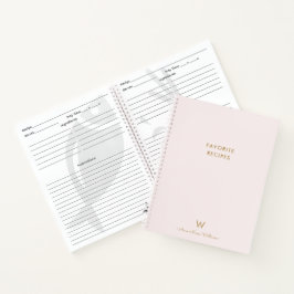 Matig Blush Pink Gold Script Monogram Notitieboek