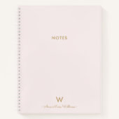 Matig Blush Pink Gold Script Monogram Notitieboek (Voorkant)