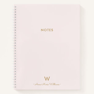 Matig Blush Pink Gold Script Monogram Notitieboek