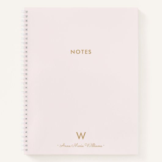 Matig Blush Pink Gold Script Monogram Notitieboek (Voorkant)