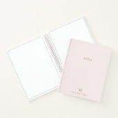 Matig Blush Pink Gold Script Monogram Notitieboek (Binnen)