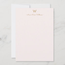 Matig Blush Pink Gold Script Monogram Notitiekaartje