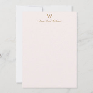 Matig Blush Pink Gold Script Monogram Notitiekaartje