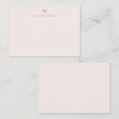 Matig Blush Pink Gold Script Monogram Notitiekaartje (Voorkant / Achterkant)