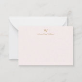 Matig Blush Pink Gold Script Monogram Notitiekaartje (Voorkant)