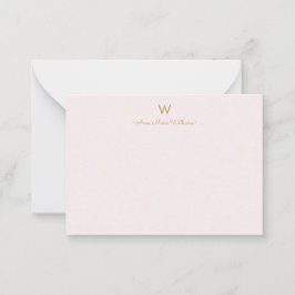 Matig Blush Pink Gold Script Monogram Notitiekaartje