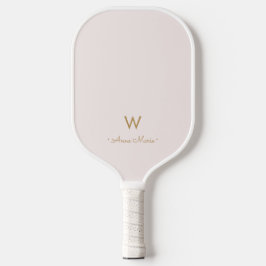 Matig Blush Pink Gold Script Monogram Pickleball Paddle