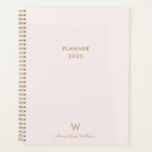 Matig Blush Pink Gold Script Monogram Planner (Voorkant)