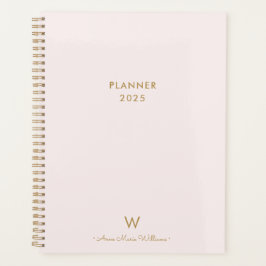 Matig Blush Pink Gold Script Monogram Planner