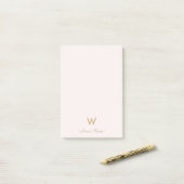 Matig Blush Pink Gold Script Monogram Post-it® Notes (Op bureau)