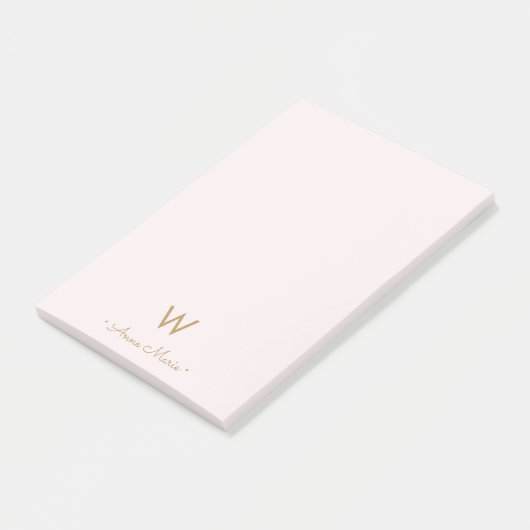 Matig Blush Pink Gold Script Monogram Post-it® Notes (Schuin)