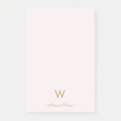 Matig Blush Pink Gold Script Monogram Post-it® Notes (Voorkant)
