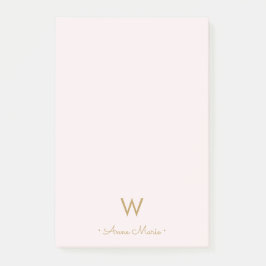 Matig Blush Pink Gold Script Monogram Post-it® Notes