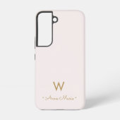 Matig Blush Pink Gold Script Monogram Samsung Galaxy Hoesje (Achterkant)
